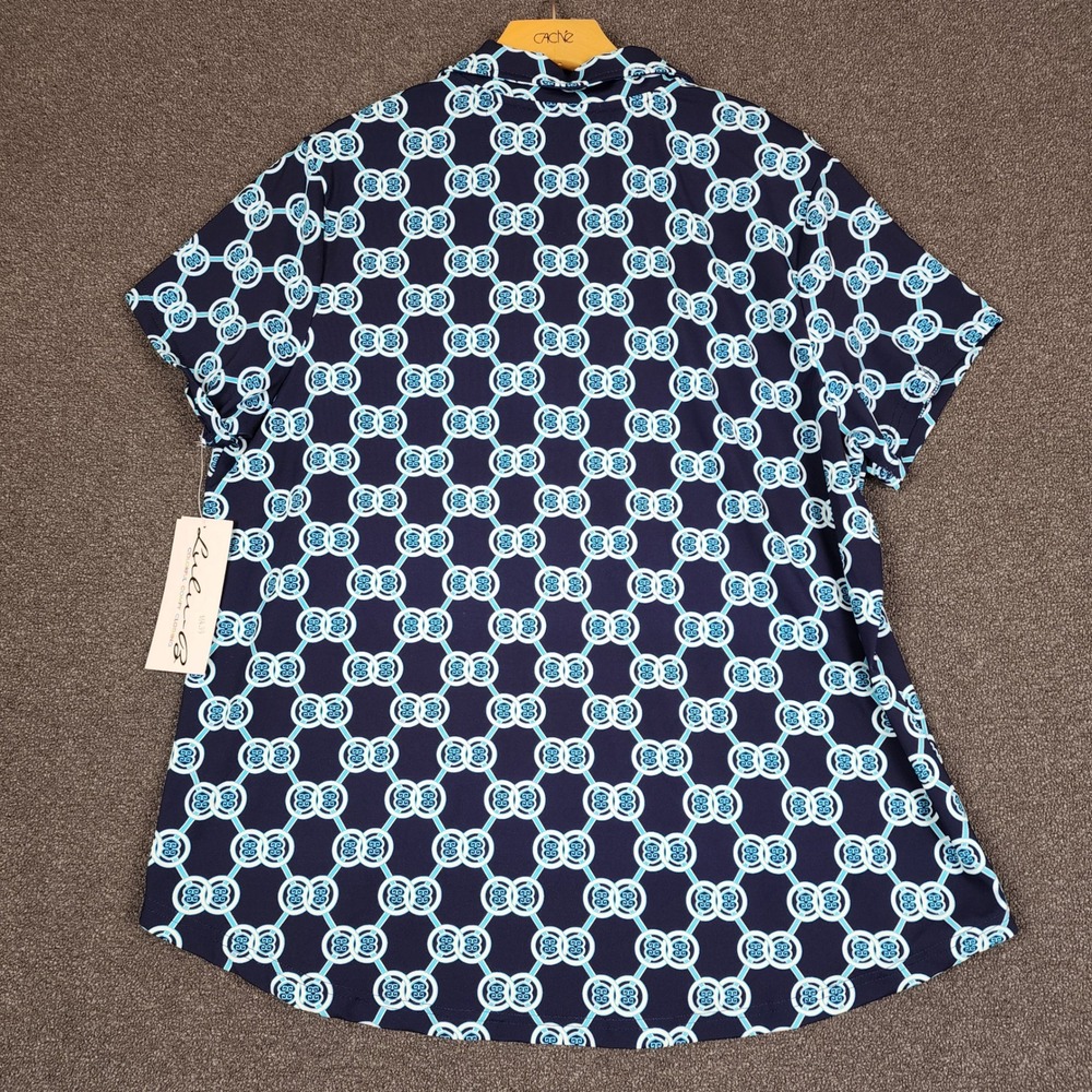 Lulu-B Womens 1X Navy Blue Geometric UPF 50+ Cooling Short Sleeve Top NWT - Picture 7 of 10